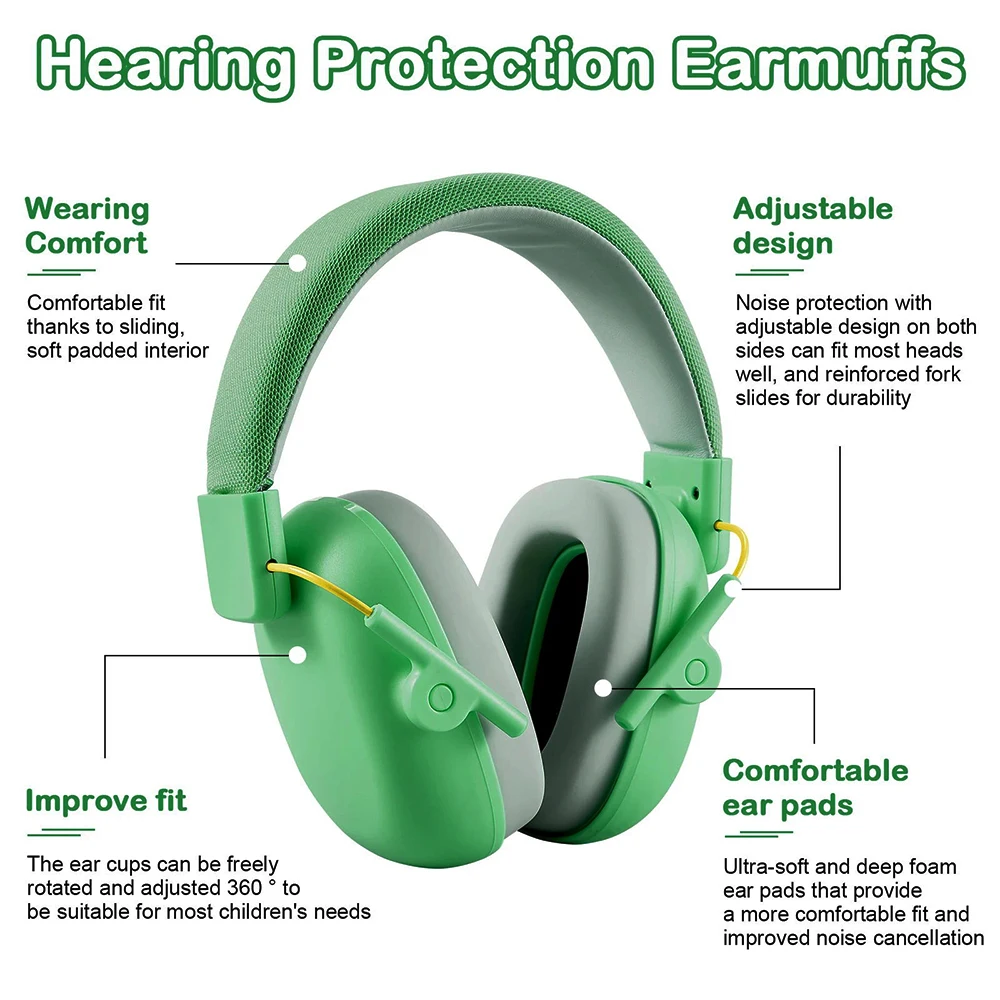 YHKEMA Child Earmuffs 3-15 Years Old Kid Hearing Protection，Safety Earmuffs Noise Reduction for Sleep Study Children Earphone
