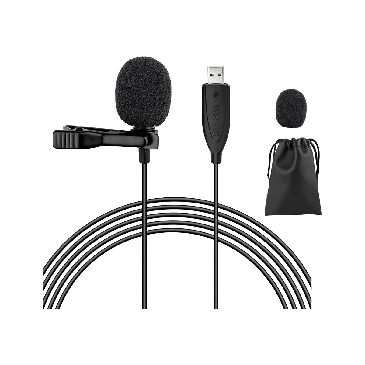 

USB-микрофон, петличный микрофон 6,6 Футов, микрофон для ПК, многонаправленный конденсаторный петличный микрофон с зажимом для компьютера, ноутбука