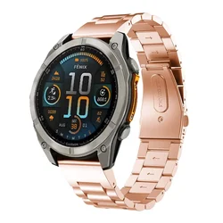 Stainless Steel Business Bracelet - Metal Strap for Smartwatches (Available in 26mm, 22mm, and 20mm) (Rose gold)