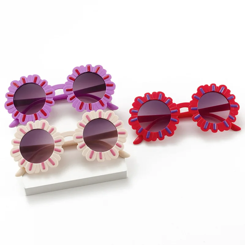 New Boy Girl Flower Sunglasses Solid Love Pattern Sunglasses Sun Glasses Kid Eyeglasses Beach Eyewear
