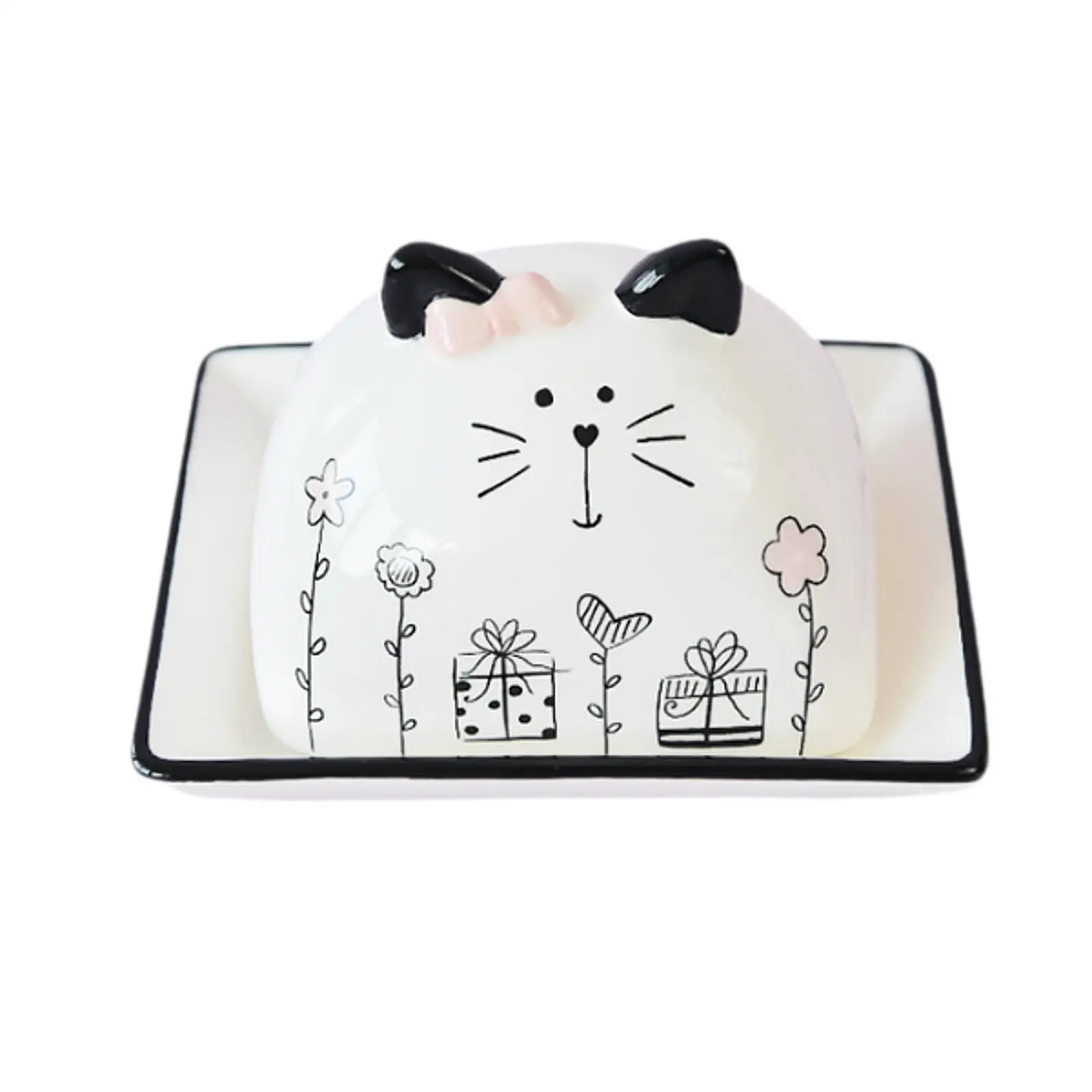 Butter Dish Easy to Clean Kitchen Decor Cartoon Butter Keeper with Lid for Hotels Restaurant Refrigerator Dining Table Kitchen
