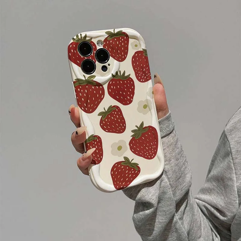 Silicone Strawberry Shell Phone Case