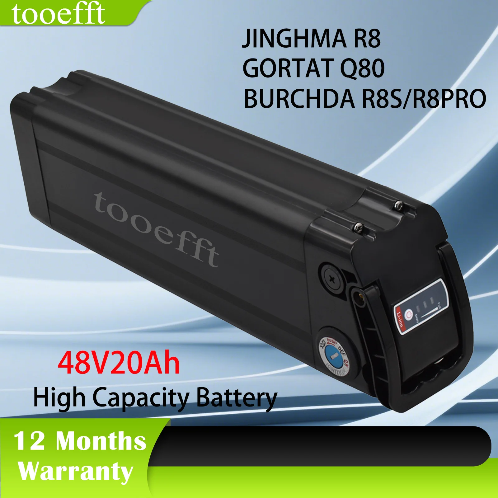 L425mm 48V 15.6Ah 20Ah Silver Fish Lithium Battery pack for JINGHMA R8 BURCHDA R8S pro R8PRO ebike
