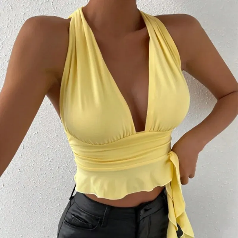 Women’s Sexy Tight Fitting Deep V-neck Pleated Top Tight Fitting 2024 Spring Beach Resort Nightclub New Model Women’s Sexy Tigh Best Sellers In Women's Clothing Women’s Sexy Tight Fitting Deep V-neck Pleated Top Tight Fitting 2024 Spring Beach Resort Nightclub New Model Women’s Sexy Tigh Best Sellers In Women's Clothing