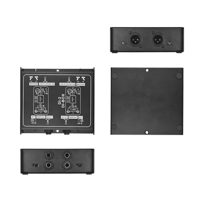 1 Piece DI-2 Audio Isolator Passive Audio DI Box Black Noise Canceller Guitar Isolator Resistor Anti-Noise Converter