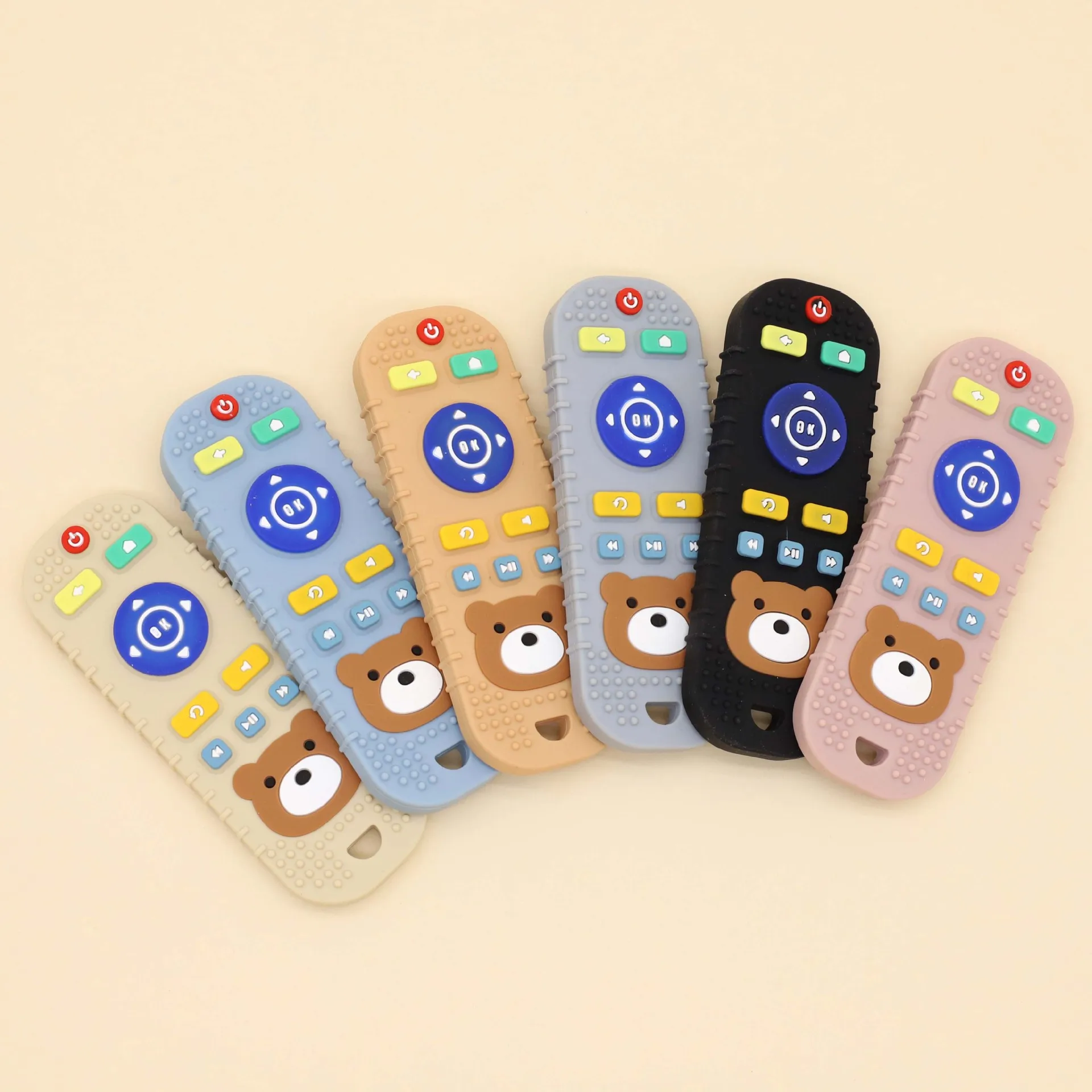 Children's silicone teething remote control baby mouthing period soothing teething teething remote control toys silicone teeth u