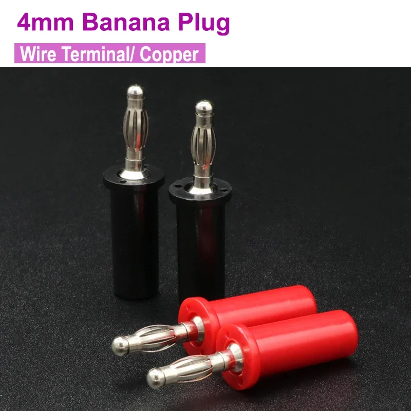 

4mm Pure Copper Banana Plug 10A Black&Red Wire Binding Post Banana Socket Plug Banana Connector
