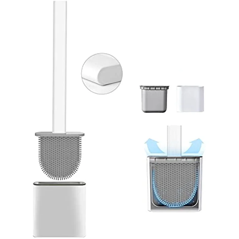 

Silicone Toilet Brush,Toilet Bowl Brush and Holder for Bathroom,Portable Non-Slip Floor Standing Holder&Wall Mounted
