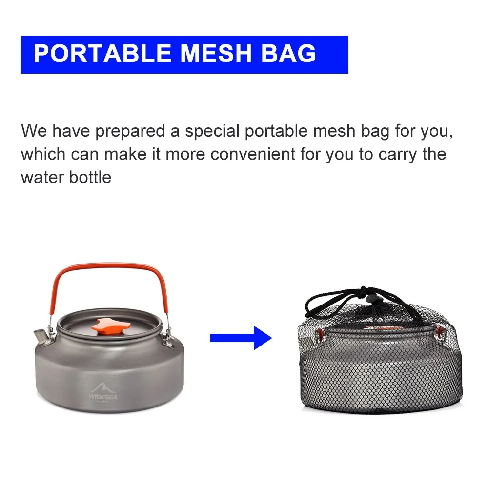 Widesea 1.1L 2L1.5L Camping Water Kettle Outdoor Coffee Kettle Tableware Picnic Set Supplies Equipment Utensils Tourism Cookware 3