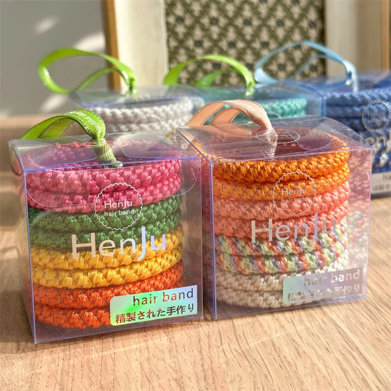 8 Stück/Set bunte Haargummis für Damen, elastische Haargummis für Mädchen, kknekki Haarseil, langlebige Haarbänder, die die Accessoires nicht beschädigen – Detail 7