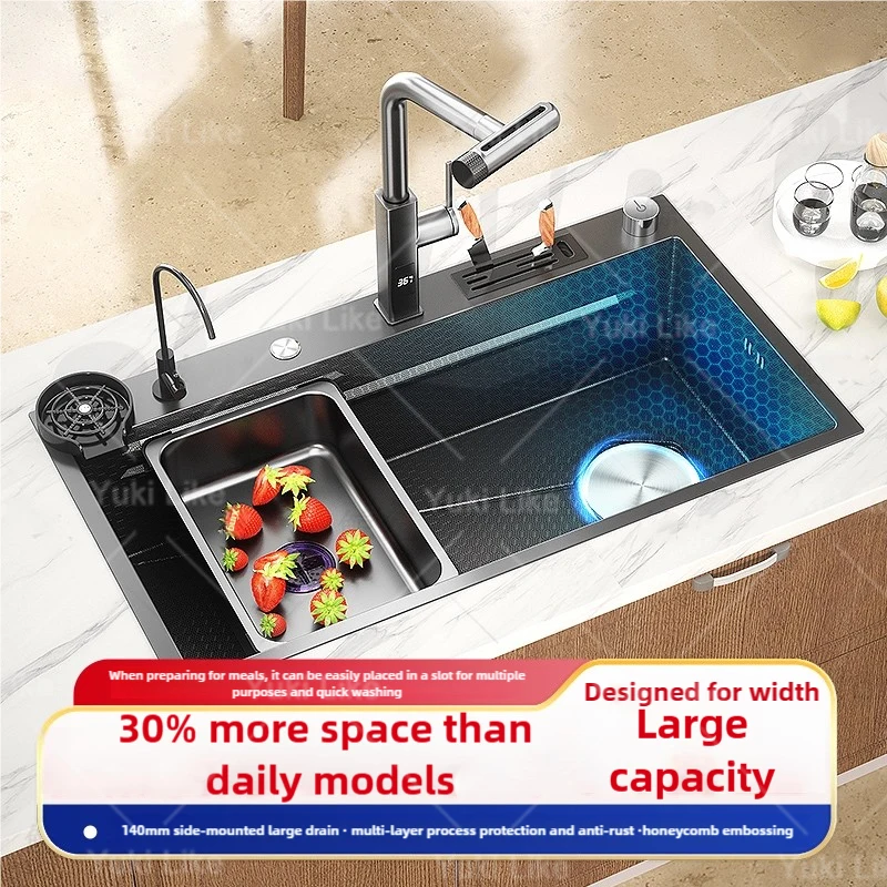 Stainless Steel Kitchen Sink Household Kitchen Dish and Vegetable Washbasin Dish Basin Sink Large Single Bowl