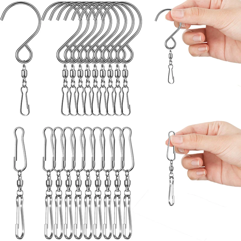 

5pcs Swivel S Hooks Clips Hanging Wind Spinners Chimes Crystal Twisters Party Supply Bird Feeders Stainless Steel Hook