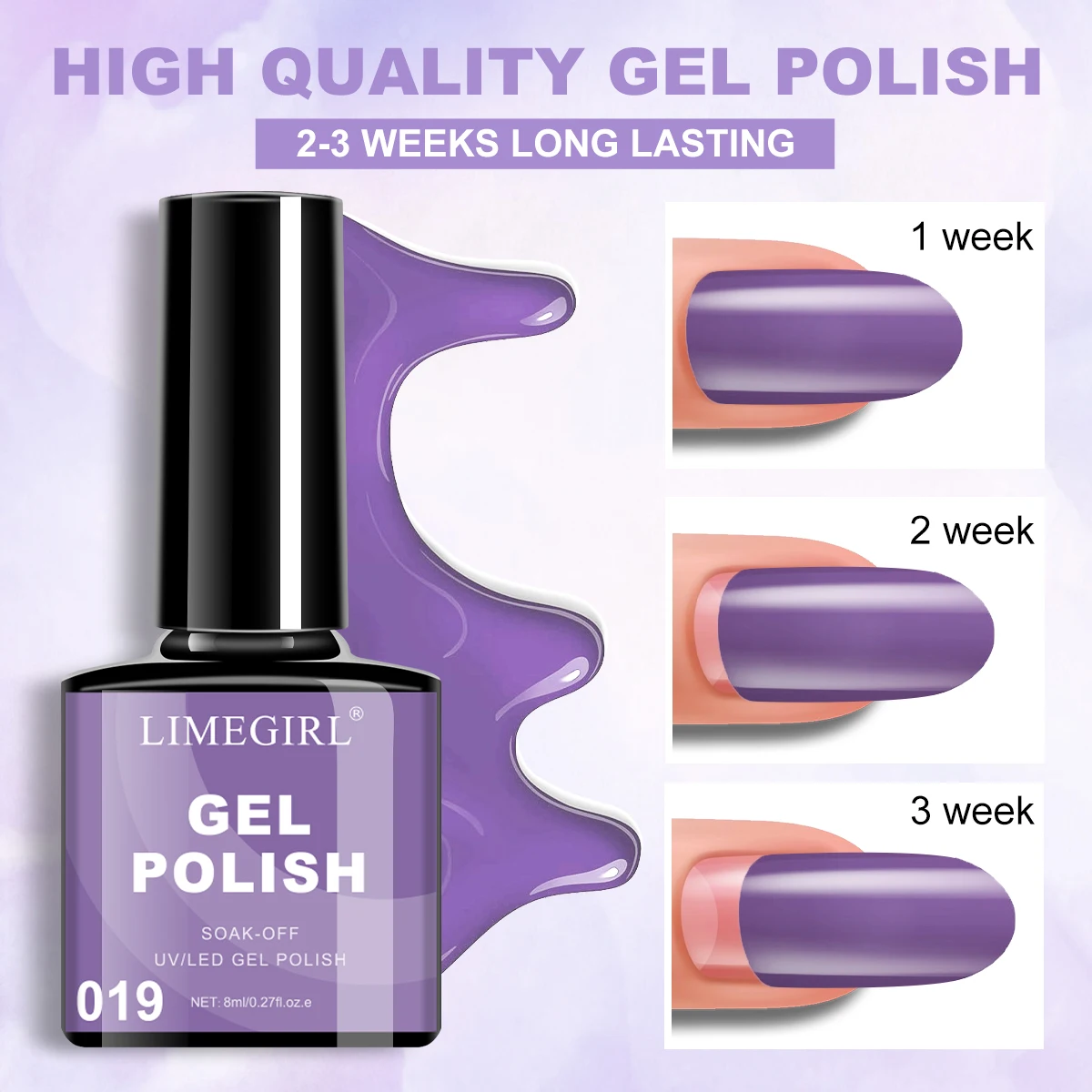 라이메걸 네일 젤 폴리쉬 세트, 매니큐어 고광택 세미 퍼머넌트 쏙 오프 에나멜 키트, 네일 아트 살롱용 컬러풀 네일 젤