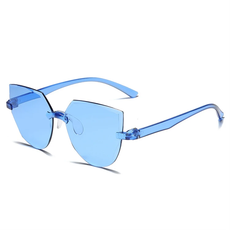 Women's Sunglasses Transparent Candy Colour Frameless Shades_voghion.com