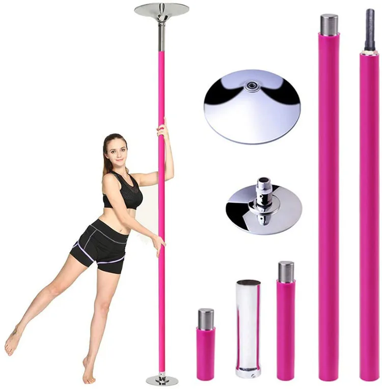

Professional Static Spinning 45mm Pink Silicone Portable Dance Pole with Extension