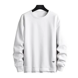 Men's Fashion Heavyweight Sweatshirt - Round Neck, Long - Sleeved, Layered Look - XL (White)