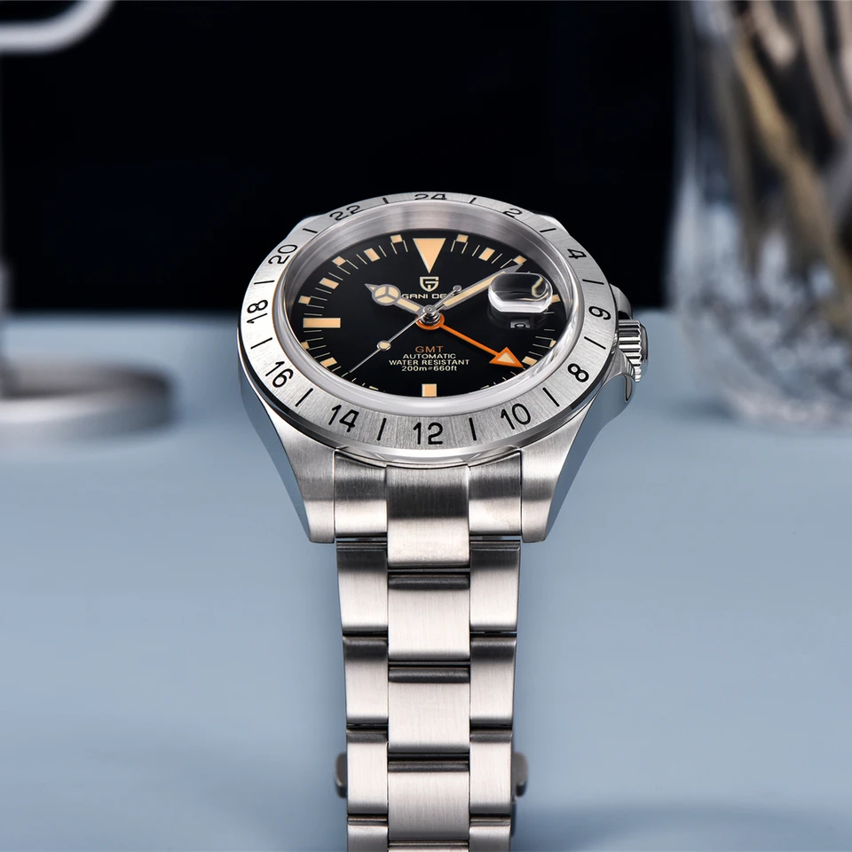 Pagani-男性用機械式自動巻き時計DESIGN-GMT,クラシック,レトロ