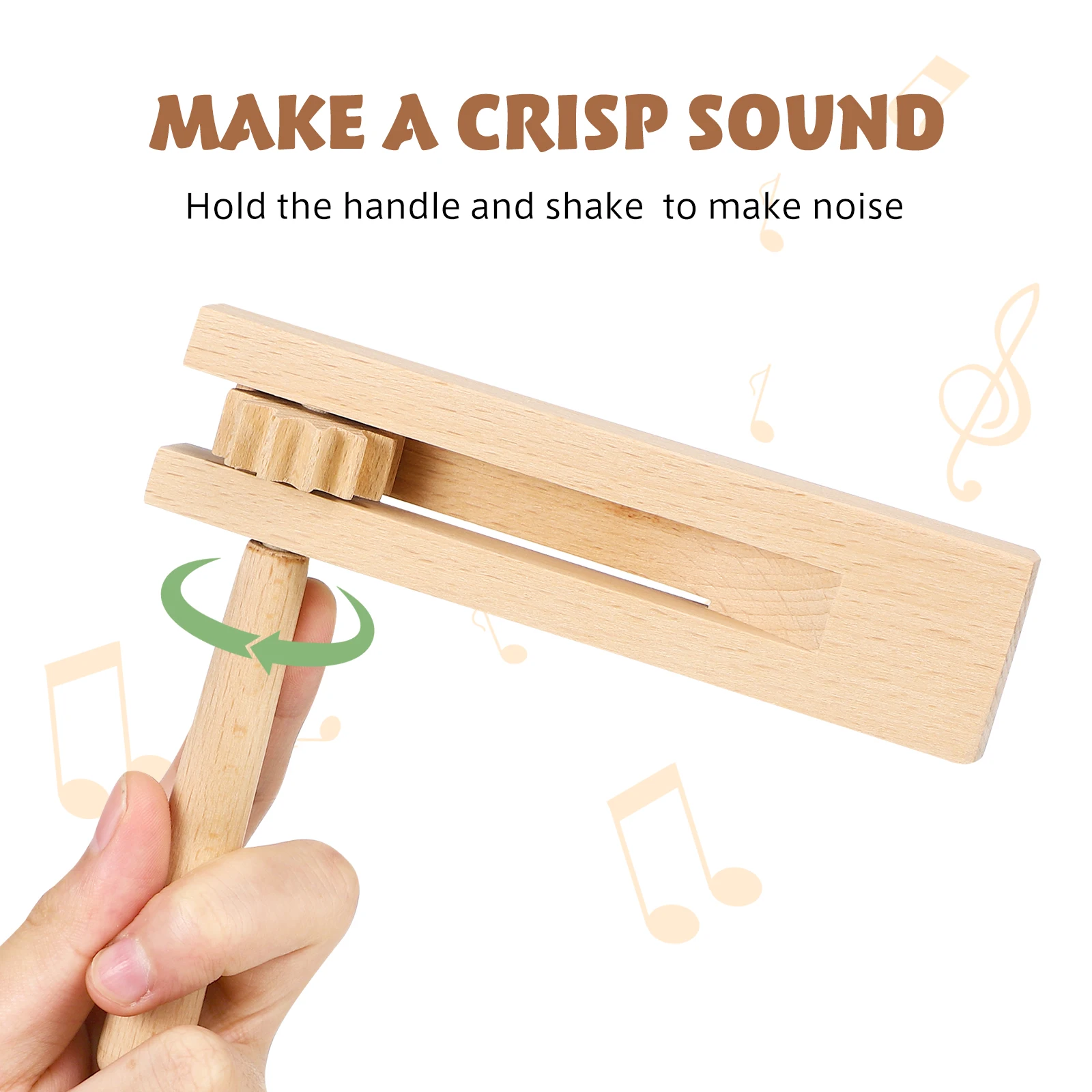 2Pcs Musical Toy Wooden Ratchet Castanets early Education Toy Tradition Matraca for Children handheld Percussion Instrument Toys