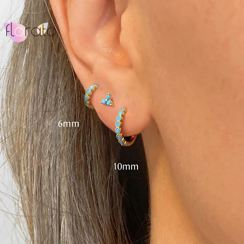 925 Sterling Silver 6mm 8mm 10mm Classic Round Gold Huggie Hoop Earrings for Women Men Tiny Huggie Rock Earrings Jewelry Gifts 4
