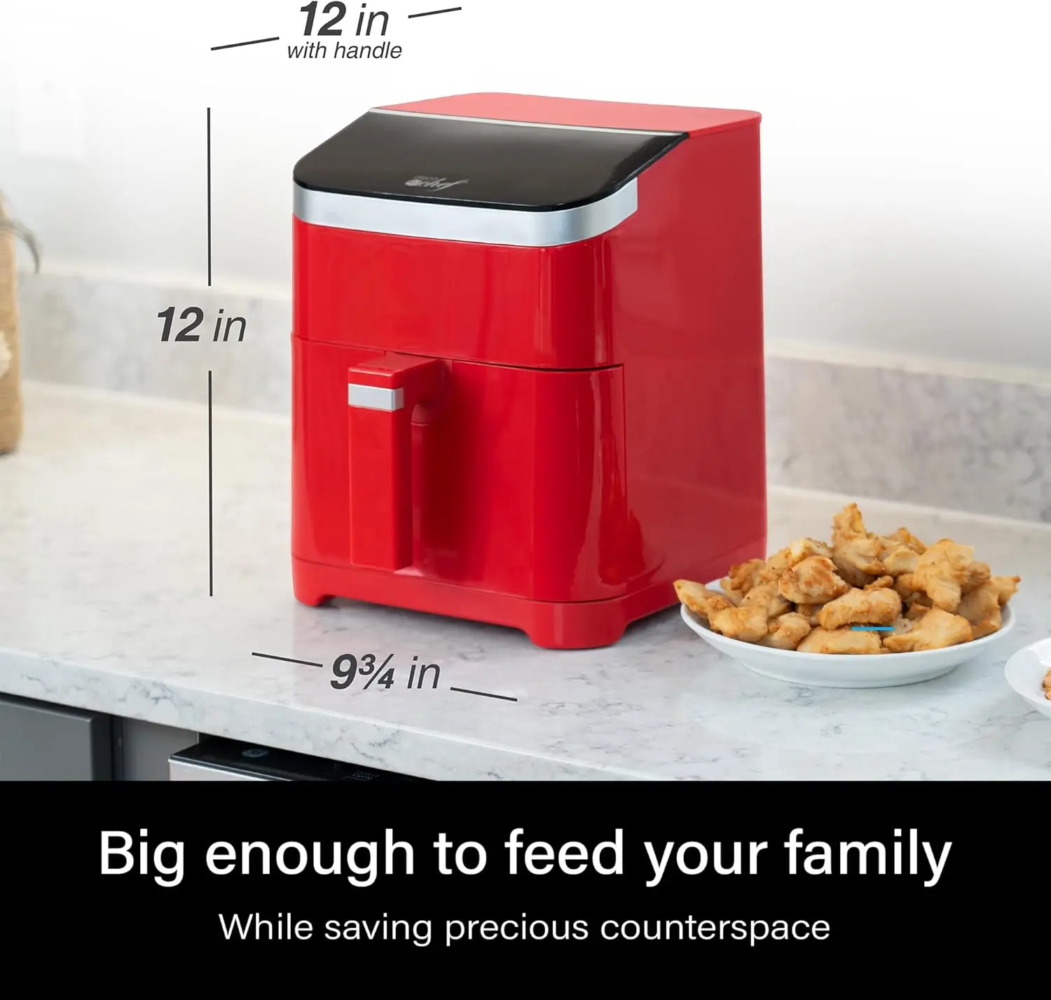 Chef 5.8QT Air Fryer, 8-in-1 Smart Cooking Programs, Nonstick and Dishwasher-Safe Basket, Complete Recipe Book, Red, DCDAIR 2