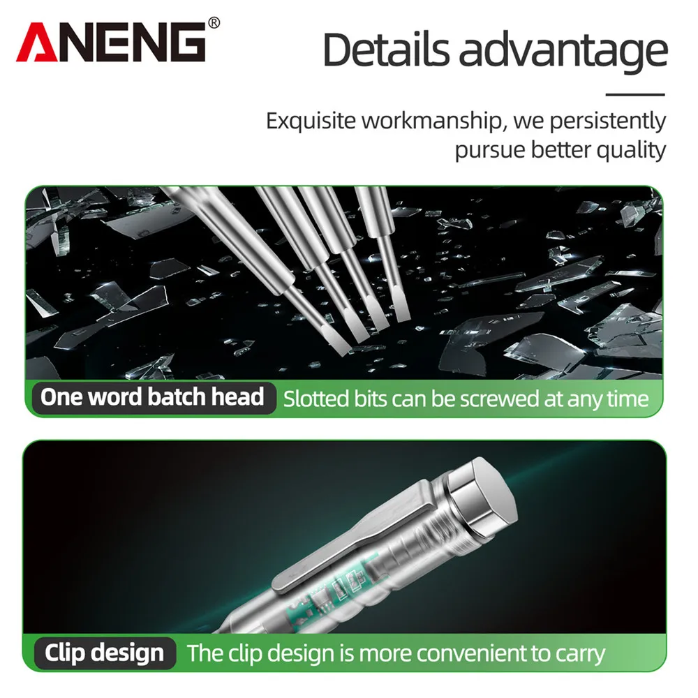 2PCS 범용 전기 유도식 드라이버 테스터 ANENG B14 24-250V 프로브(표시등 포함) 사운드 알람 테스터 연필 도구