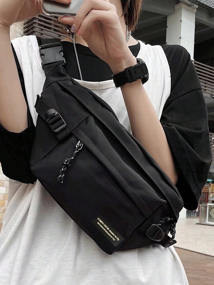 Vintage Nylon Crossbody Bag Unisex Design with Adjustable Straps and Multiple Pockets, Retro Style Multi-Functional Sling Bag fo