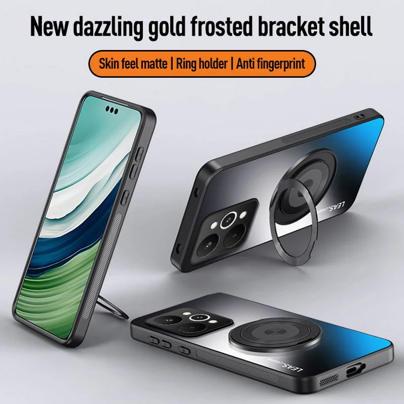 Matte Back Panel Metal Magnetic Bracket Phone Case Cover