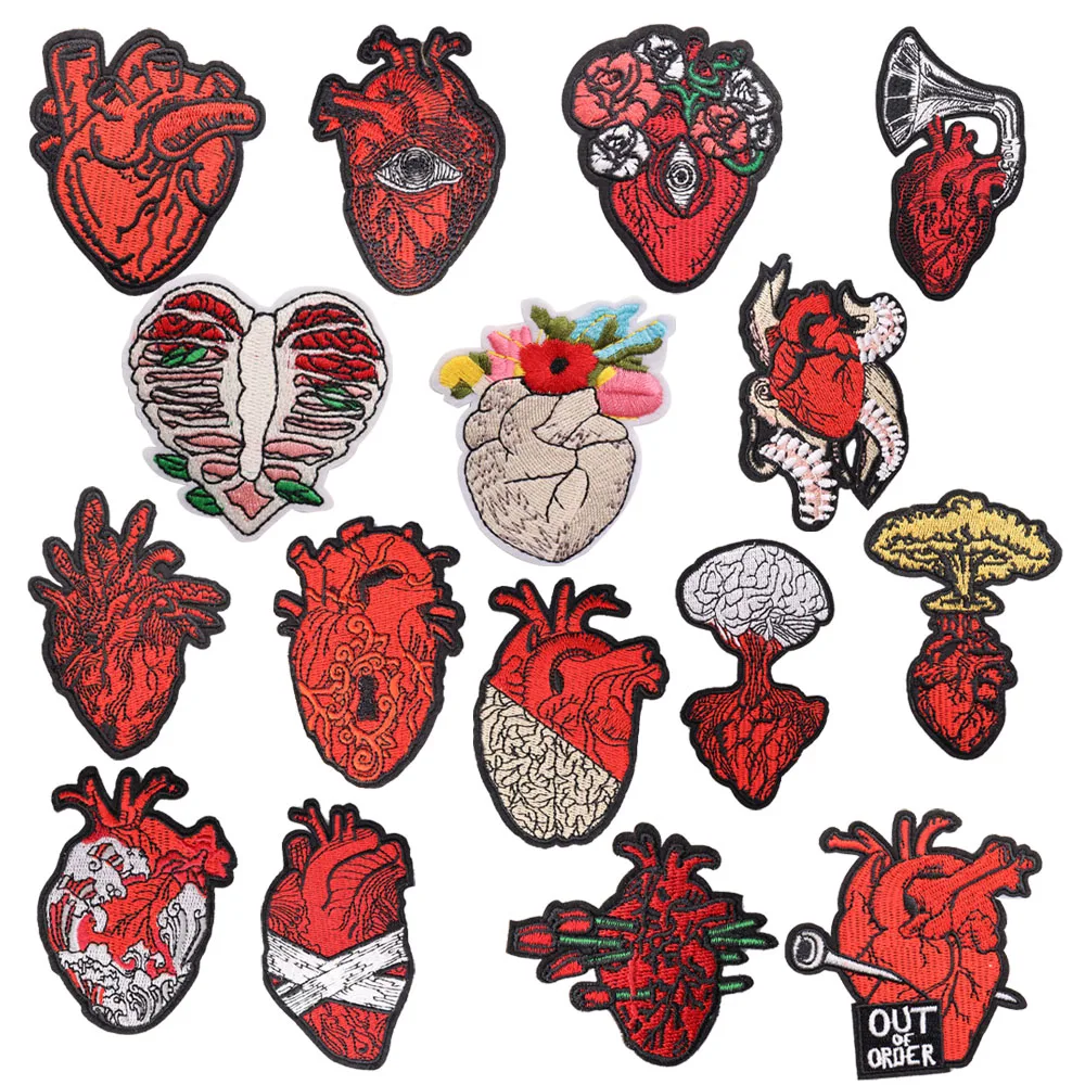 10Pcs Heart Eye Flower Brain Bandage Rose Out Of Order Patch Patch Iron On Ricamato Per Abbigliamento Appliques Stickers T-Shirt