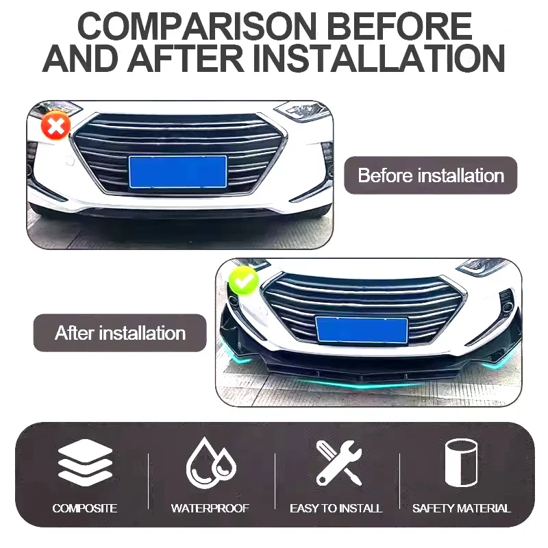 토요타 해리어 XU60 XU80 2013-2026 프론트 범퍼 스플리터 스포츠 바디 키트용 조절 가능한 5피스 섹셔널 프론트 스포일러 립