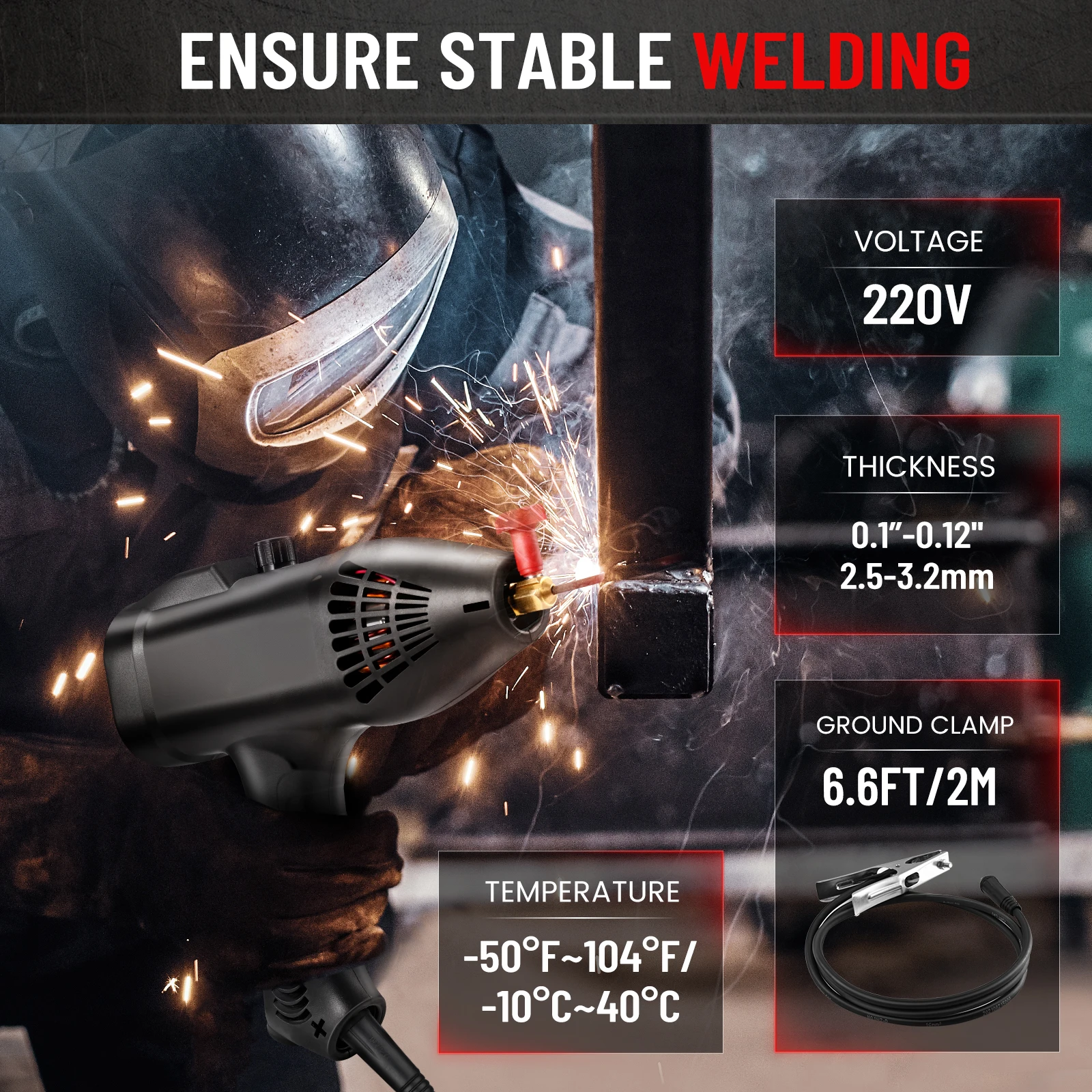 Welding Machine 140 A Portable ARC Welder 220V/3000W, IGBT Inverter Stick Arc Welding Machine 1.5 kg Ultralight