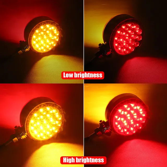 2X Amber Red 48 LED Pedestal Fender Brake Turn Signal Light Round - Foto 9
