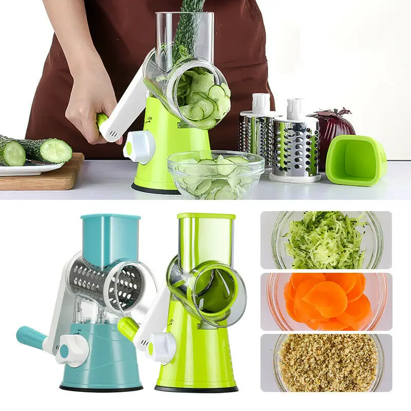 Hand-Cranked Rotary Drum Cutter Cheese Grater Vegetable Shredder Stainless  Steel