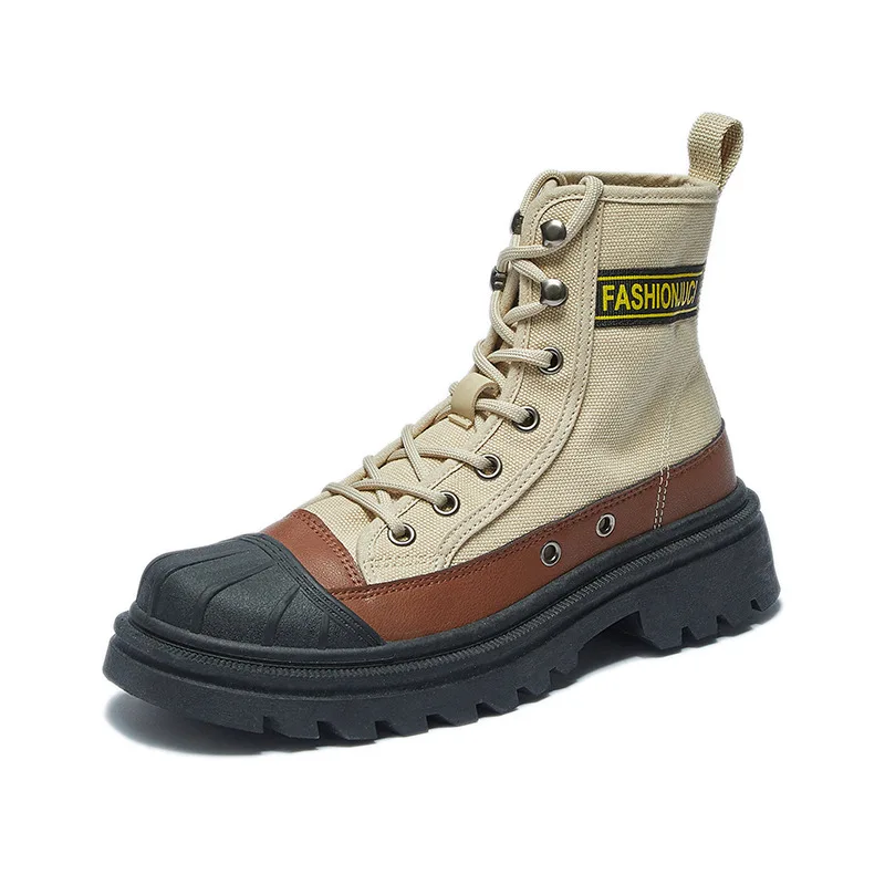 Thick Bottom ankle Boots Women's Boots 2023 Autumn winter New Lace up Elevated Casual Canvas Boots Mountaineering Boots