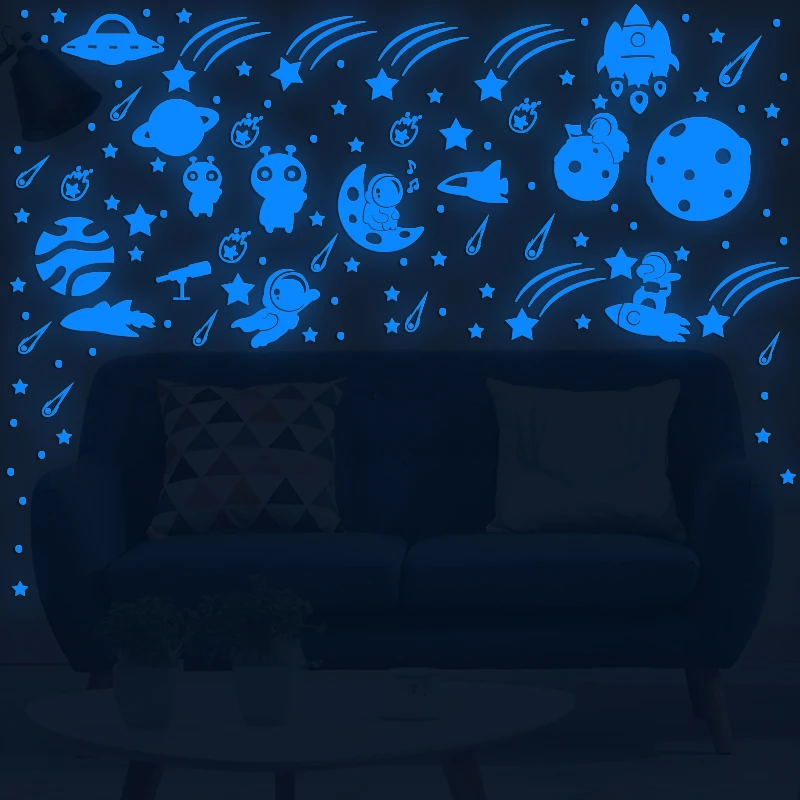 

Space Astronaut Wall Stickers for Kids Room Cartoon Wall Decals Home Decor glowing stickers in the dark fluorescent stickers