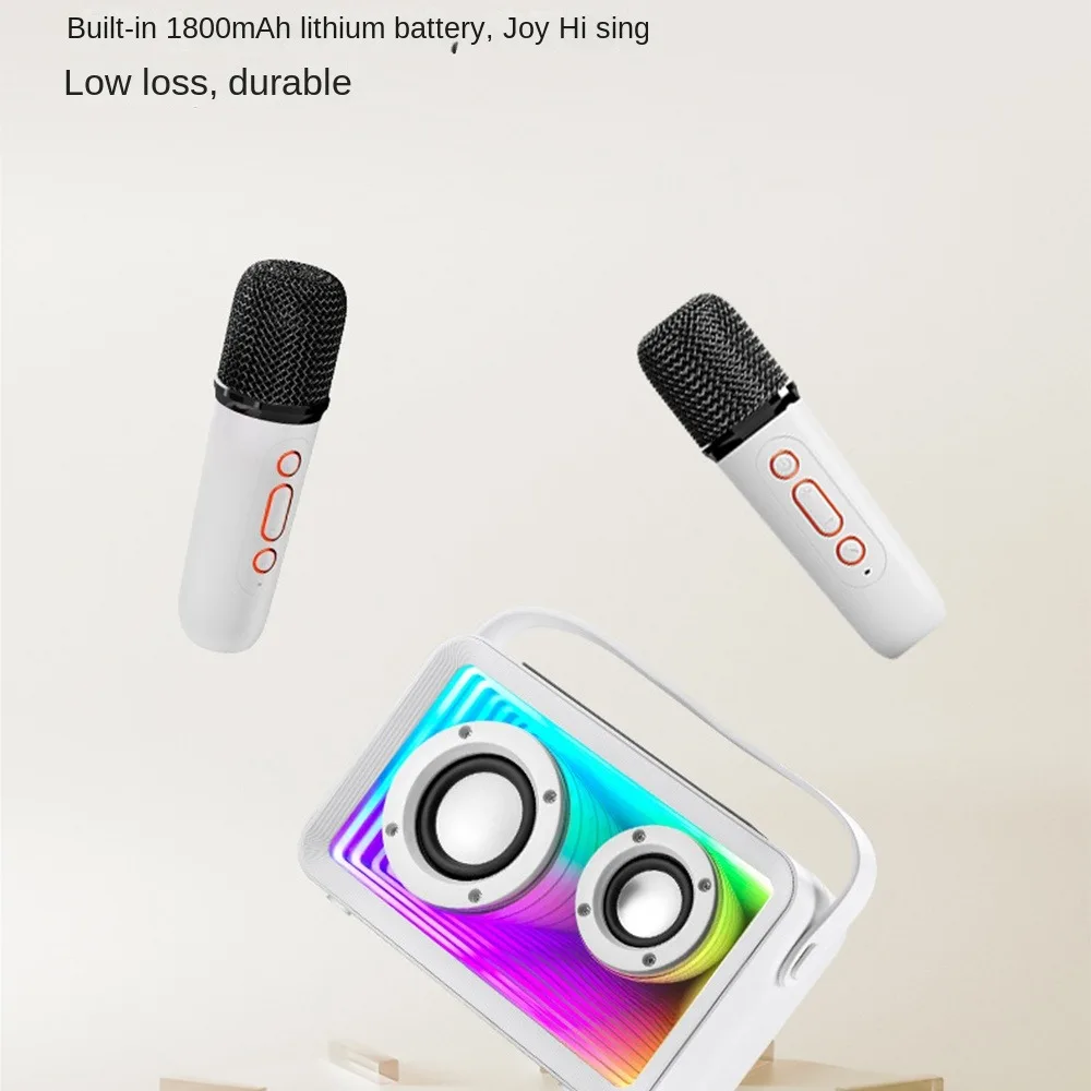 New Mini Karaoke Machine 2 Wireless Microphones Portable BlueTooth Karaoke Speaker Bluetooth Speaker Kids Machine Home