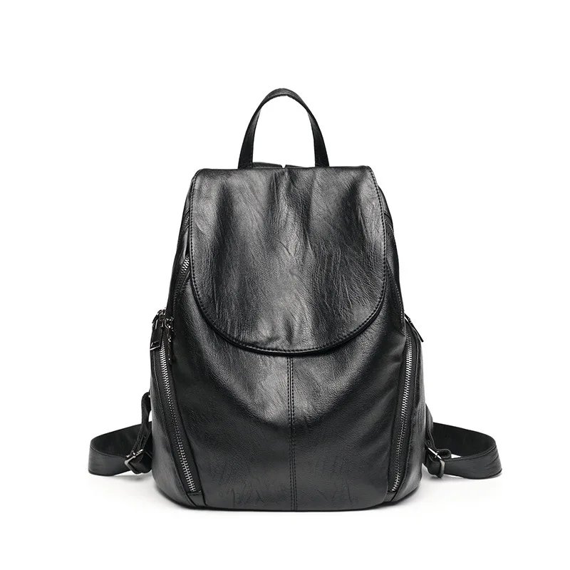 Fashion Soft Leather Women's Backpack Casual Travel Backpack Large Capacity Student School Bag For Ladies
