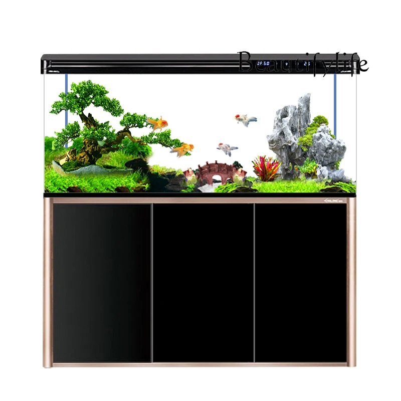 

Fish Tank Aquarium Small and Medium-Sized Floor Home Ecological Lazy Change Water Glass Fish Globe with Cabinet