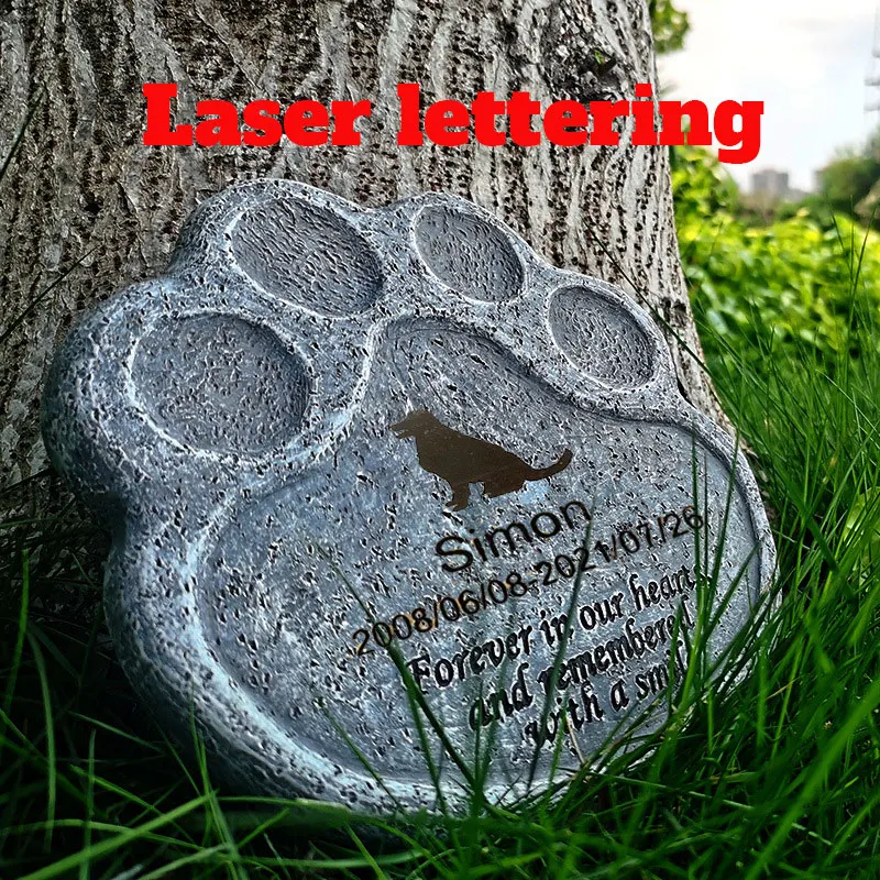 Memorial Tombstone Pet Gravestone Tomb Dog Cat Paw Print Animal Funeral Home Decor
