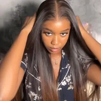 13x4 HD Ombre coloré brésilien droit dentelle devant cheveux humains Perruques souligner Perruques sans colle femmes naturelle 5