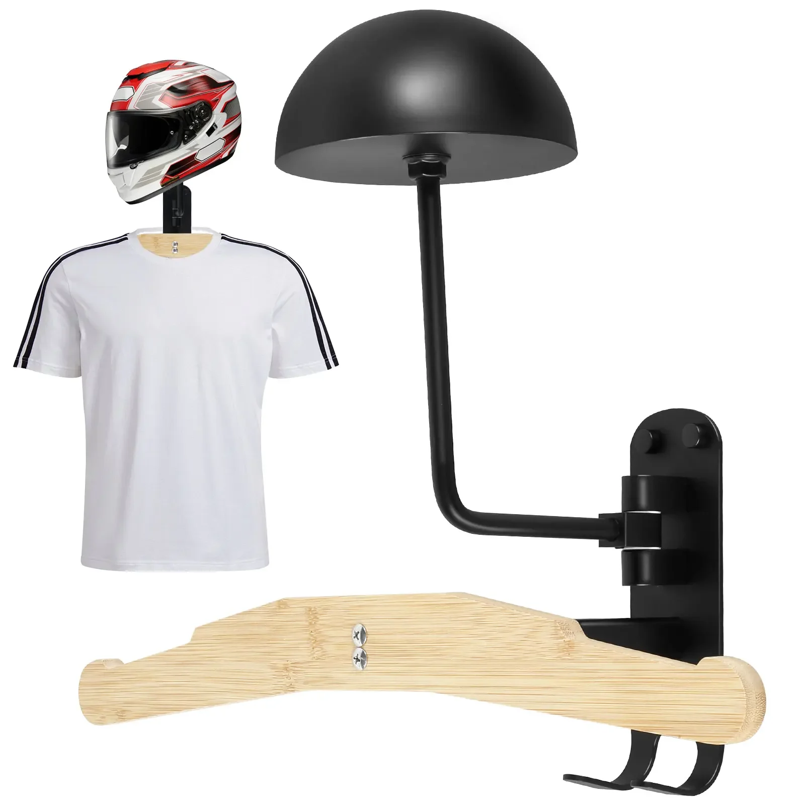 

Motorcycle Helmet Rack 180° Rotation Wall Mounted Helmet Storage Stand Aluminium Alloy Helmet Hanger Space Saving Holder
