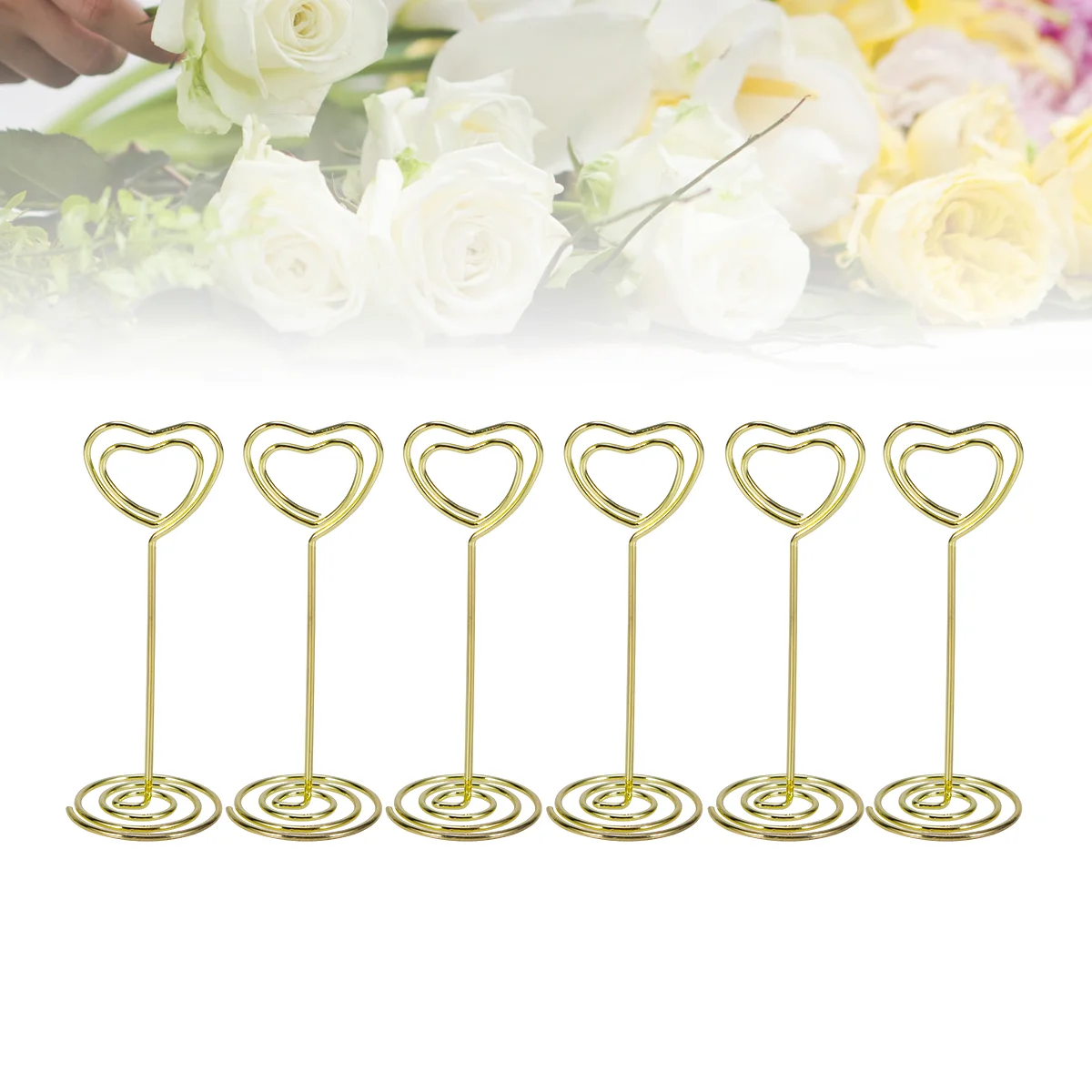 12 Pcs Golden Heart Shape Photo Holder Stands Table Number Holders