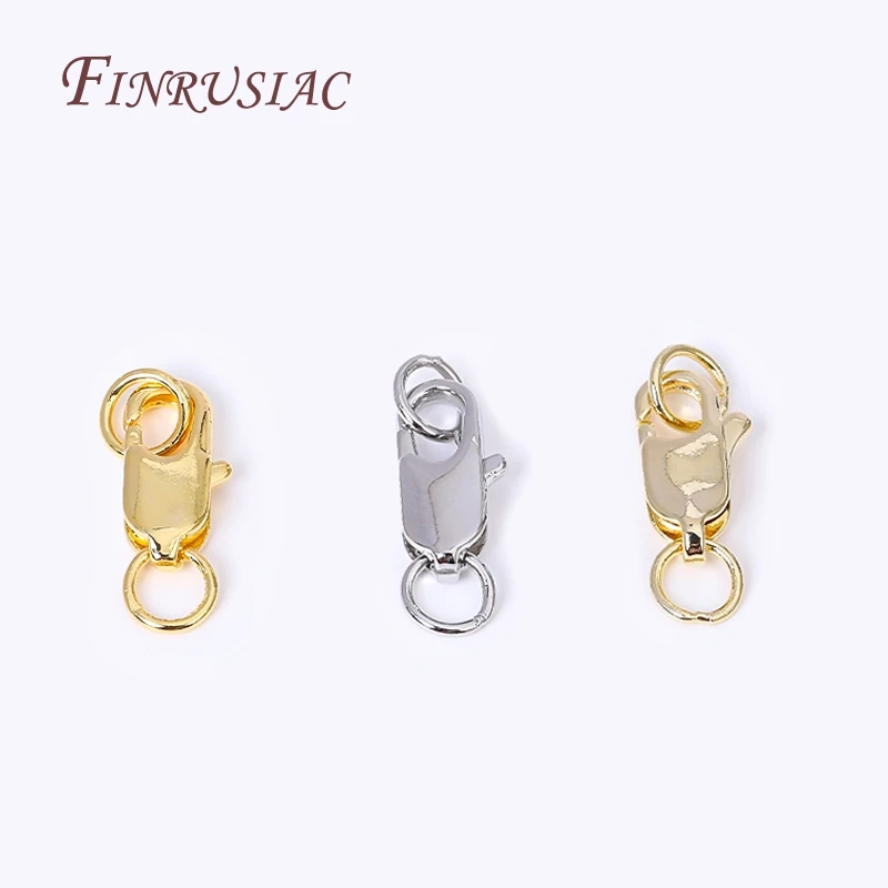 Jewelry Materials 18K Gold Plated Oval Lobster Clasp 2 Closed Ring Connectors For DIY Bracelet Necklace