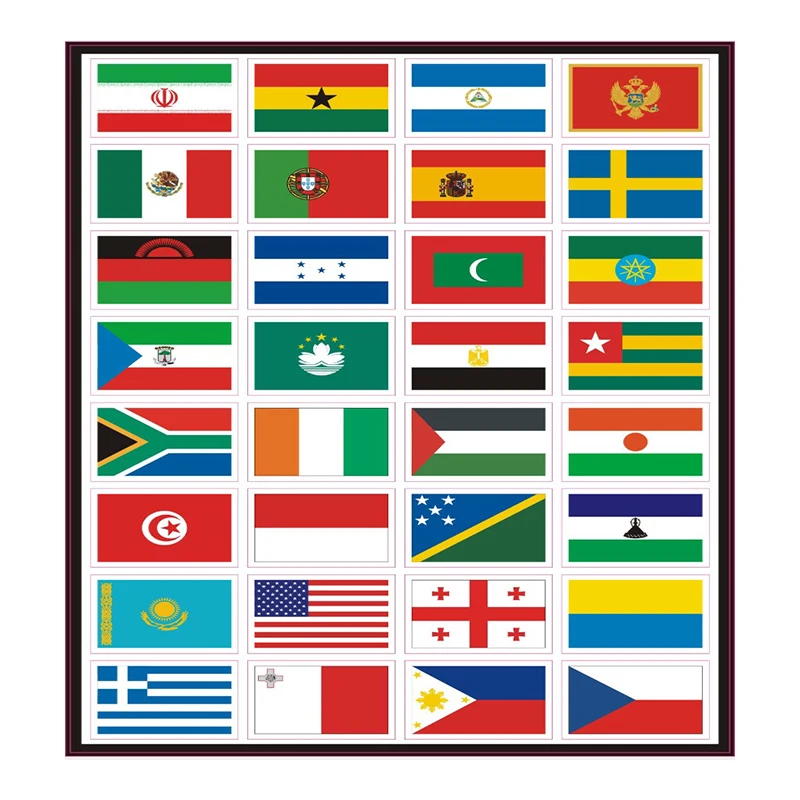 7 Sheets World Flag Stickers PVC Stickers Self-Adhesive Flag World Football Match Face Decoration
