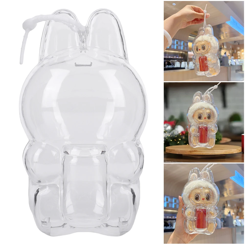 Transparent Protective Case Storage Box Plastic Cute Elf Plushie Display Cover for Labubu