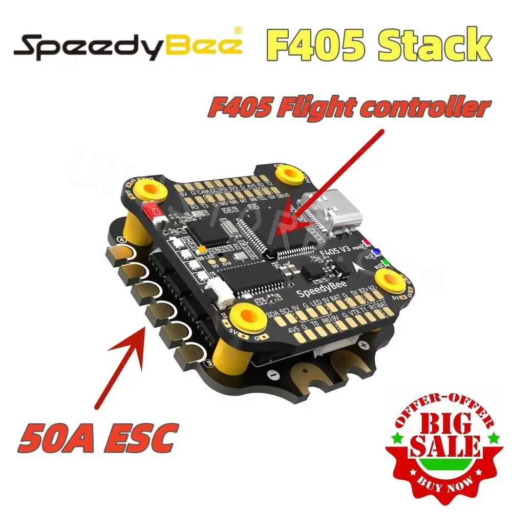 SpeedyBee F405 V3 BLS Stack 50A 30x30 FC ESC Combo 3-6S 30X30mm BMI270 Flight Controller for RC Freestyle FPV Drones
