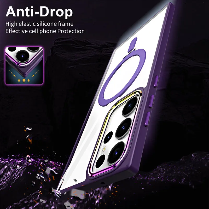 For Samsung Galaxy S23 Ultra Case Magnet Wireless Charge Holder Shockproof Back Cover For Samsung Galaxy S23 Ultra S23Ultra 5G