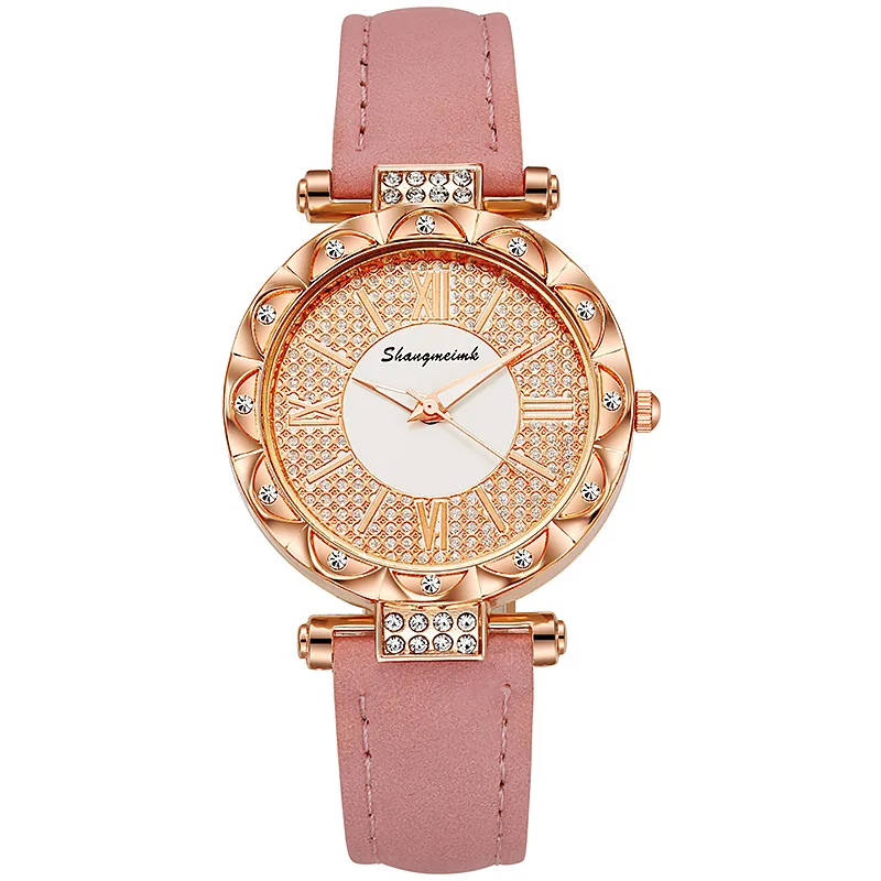 

Rhinestone Watch For Women Leather Quartz Ladies Watches Starry Luxury Dress Clock Female Wristwatch Casual montre femme 2023