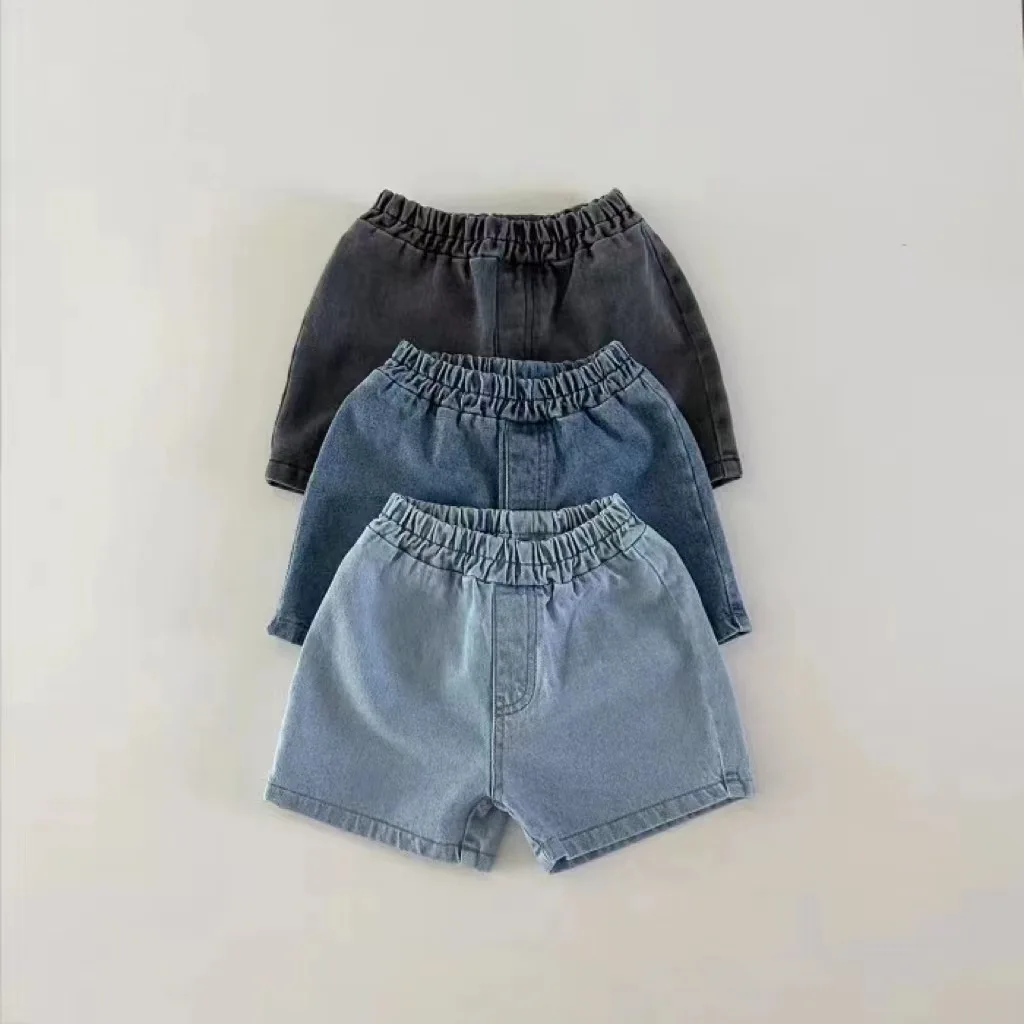 Summer Baby Denim Shorts Solid Boys Girls Pocket Pants Infant