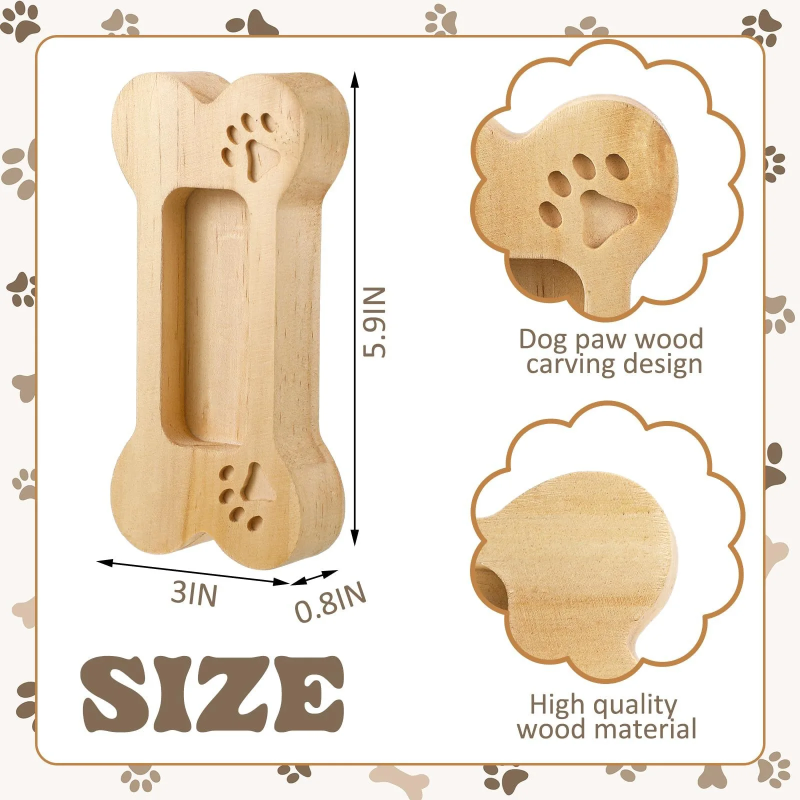 1 desktop solid wood card holder carved dog bone card case Wooden claw print holder display rack