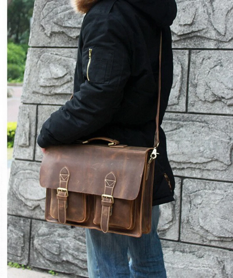 Crazy Horse Cowhide Leather Briefcase